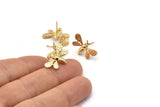 Gold Bee Earring, 2 Gold Plated Brass Bee Stud Earrings (21x12mm) N1515