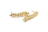 Gold Leaf Earring, 4 Gold Plated Brass Leaf Stud Earrings, Findings (30x7x1.2mm) N1506