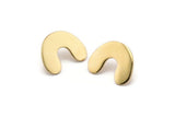 Earring Studs, 2 Gold Plated Brass -  Gold U Shape Earrings - Gold Earrings - Earrings (26x19x1.2mm) N1543