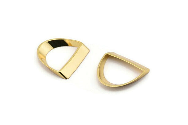 Gold Half Circle - 8 Gold Plated Brass Semi Circle Thick Cut Connectors (8x16x0.4x2x15mm) D0113 Q0980