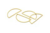 Gold Half Moon, 8 Gold Plated Brass Semi Circle Connectors (15x30x0.80mm) D1280 Q0900