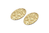 Altın Oval Charm, 1 Delikli 4 Çekiçlenmiş Altın Kaplama Pirinç Oval Charm, Kolye Uçları, Küpeler, Bulgular (26x17x0,50 mm) D1229 Q0921