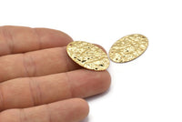 Altın Oval Charm, 1 Delikli 4 Çekiçlenmiş Altın Kaplama Pirinç Oval Charm, Kolye Uçları, Küpeler, Bulgular (26x17x0,50 mm) D1229 Q0921