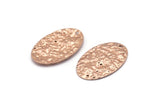 Rose Gold Oval Charm, 4 Hammered Rose Gold Plated Brass Oval Charms With 1 Hole, Pendants, Earrings, Findings (26x17x0.50mm) D1229 Q0921