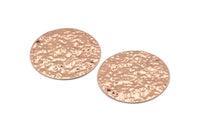 Rose Gold Disc Charm, 2 Hammered Rose Gold Plated Brass Round Connectors With 2 Holes, Earrings, Findings (30x0.70mm) D1028 Q0929