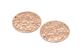 Rose Gold Disc Charm, 2 Hammered Rose Gold Plated Brass Round Connectors With 2 Holes, Earrings, Findings (30x0.70mm) D1028 Q0929