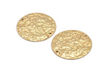Gold Disc Charm, 2 Hammered Gold Plated Brass Round Connectors With 2 Holes, Earrings, Findings (30x0.70mm) D1028 Q0929