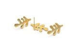 Gold Leaf Earring, 4 Gold Plated Brass Leaf Stud Earrings, Findings (21x12x1.2mm) N1505 Q1117