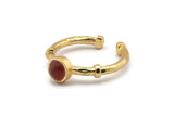 Gold Ring Settings, 2 Gold Plated Brass Round Ring With 1 Stone Setting - Pad Size 5mm N1553
