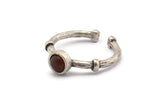 Silver Ring Settings, 3 Antique Silver Plated Brass Round Ring With 1 Stone Setting - Pad Size 5mm N1553