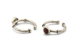 Silver Ring Settings, 3 Antique Silver Plated Brass Round Ring With 1 Stone Setting - Pad Size 5mm N1553