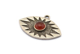 Silver Eye Charm, 2 Antique Silver Plated Brass Eye Charms With 1 Loop, Pendants - Pad Size 6mm (29x20mm) N1489