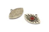 Silver Eye Charm, 2 Antique Silver Plated Brass Eye Charms With 1 Loop, Pendants - Pad Size 6mm (29x20mm) N1489