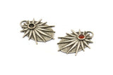Silver Badge Charm, Antique Silver Plated Brass Rosette Pendants With 1 Loop - Pad Size 4mm (33x24mm) N1490