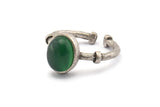 Silver Ring Settings, 2 Antique Silver Plated Brass Oval Ring With 1 Stone Setting - Pad Size 8x10mm N1561 H1330