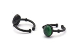 Siyah Halka Ayarları, 1 Taş Ayarlı 2 Oksitlenmiş Siyah Pirinç Oval Yüzük - Ped Boyutu 8x10mm N1561 H1330
