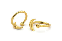 Gold Ring Settings, 2 Gold Plated Brass Moon And Planet Ring With 1 Stone Setting - Pad Size 3mm N1020 Q0954