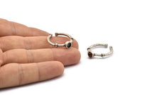 Silver Ring Settings, 3 Antique Silver Plated Brass Round Ring With 1 Stone Setting - Pad Size 4mm N1551