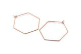 Rose Gold Hexagon Earring, 12 Rose Gold Plated Brass Wire Hexagon Earring Charms, Findings (30x0.7mm) D1278 Q0935