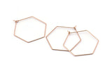 Rose Gold Hexagon Earring, 12 Rose Gold Plated Brass Wire Hexagon Earring Charms, Findings (30x0.7mm) D1278 Q0935