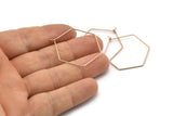 Rose Gold Hexagon Earring, 12 Rose Gold Plated Brass Wire Hexagon Earring Charms, Findings (30x0.7mm) D1278 Q0935