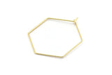 Gold Hexagon Earring, 12 Gold Plated Brass Wire Hexagon Earring Charms, Findings (30x0.7mm) D1278 Q0935