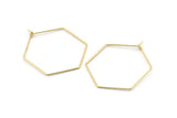 Gold Hexagon Earring, 12 Gold Plated Brass Wire Hexagon Earring Charms, Findings (30x0.7mm) D1278 Q0935