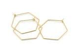 Gold Hexagon Earring, 12 Gold Plated Brass Wire Hexagon Earring Charms, Findings (30x0.7mm) D1278 Q0935