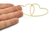 Gold Heart Charm, 4 Gold Plated Brass Heart Connectors, Earrings, Findings (42x50x1mm) D1281 Q0914
