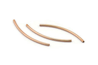 Noodle Tube Beads, 25 Rose Gold Lacquer Plated Brass Curved Tube Beads (1.5x40mm) D0283 Q0967