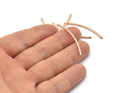Noodle Tube Beads, 25 Rose Gold Lacquer Plated Brass Curved Tube Beads (1.5x40mm) D0283 Q0967