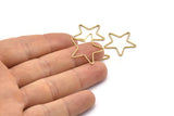 Brass Star Charm, 50 Raw Brass Open Star Charms (24x0.8x0.6mm) BS 1078
