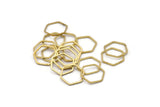 Hexagon Ring Charm, 50 Raw Brass Hexagon Shaped Ring Charms (14x0.80mm) Bs 1172