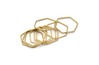 Hexagon Ring Charm, 50 Raw Brass Hexagon Shaped Ring Charms (22x0.80mm) BS 1176