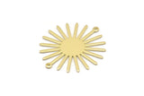 Brass Sun Charm, 10 Raw Brass Sun Charms With 2 Loops, Connectors (33x30x0.80mm) M02229