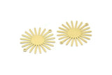 Brass Sun Charm, 10 Raw Brass Sun Charms With 2 Loops, Connectors (33x30x0.80mm) M02229