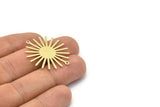 Brass Sun Charm, 10 Raw Brass Sun Charms With 2 Loops, Connectors (33x30x0.80mm) M02229