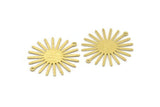 Brass Sun Charm, 10 Textured Raw Brass Sun Charms With 2 Loops, Connectors (33x30x0.80mm) M02230