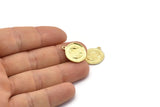 Brass Pisces Charm, 4 Raw Brass Pisces Charms With 1 Loop (17x20mm) F-86