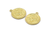 Brass Cancer Charm, 4 Raw Brass Cancer Charms With 1 Loop (17x20mm) F-99