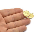 Brass Cancer Charm, 4 Raw Brass Cancer Charms With 1 Loop (17x20mm) F-99