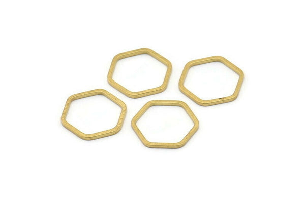 Hexagon Ring Charm, 50 Raw Brass Hexagon Rings (14x1mm) BS 1222