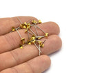 Stainless Steel Post, 50 Stainless Steel Earring Posts With Raw Brass 4x4mm Pyramid Pad, Ear Studs Bs 1248