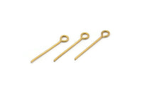 Eye Pin, Beading Pin, 100 Raw Brass Eye Pins, Findings (20x0.7mm) Bs 1151