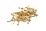 Eye Pin, Beading Pin, 100 Raw Brass Eye Pins, Findings (20x0.7mm) Bs 1151