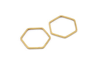 Hexagon Ring Charm, 50 Raw Brass Hexagon Ring Charms (20x1mm) Bs 1225