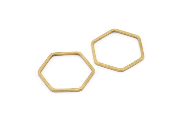 Hexagon Ring Charm, 50 Raw Brass Hexagon Ring Charms (20x1mm) Bs 1225