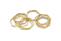 Hexagon Ring Charm, 50 Raw Brass Hexagon Ring Charms (20x1mm) Bs 1225