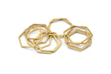 Hexagon Ring Charm, 50 Raw Brass Hexagon Ring Charms (20x1mm) Bs 1225