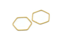 Raw Brass Hexagon, 50 Raw Brass Hexagon Ring Charms (22x1mm) Bs 1226